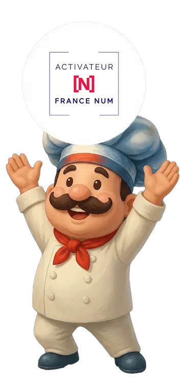 Chef met en avant le logo Activateur France Numérique qui montre cette certification de l'agence Chef et Dév